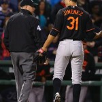 Ubaldo Jimenez was ejected from no-hit bid after plunking Pablo Sandoval