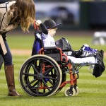 Jameson Axford continues recovery from rattlesnake bite, throws out first pitch