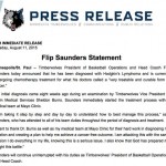 Flip Saunders diagnosed with Hodgkin’s Lymphoma, plans to keep coaching