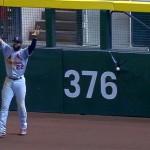 Paul Goldschmidt hit a ball so hard it got stuck in the outfield wall